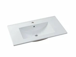 Vente-unique Mueble simple lavabo suspendido con columna, 80 cm, STEFANIE Blanco Discount