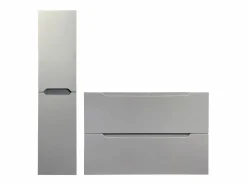 Vente-unique Conjunto De Baño|Mueble simple lavabo suspendido con columna, 80 cm, STEFANIE