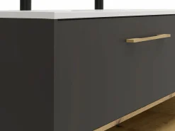 Vente-unique Mueble De Baño Con Doble Lavabo|Mueble suspendido antracita con lavabo encastrable para el cuarto de baño, 120 cm, YANGRA