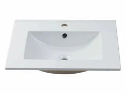 Vente-unique Mueble De Baño Simple|Mueble suspendido con lavabo encastrado, natural claro y negro, 60 cm, MADELA