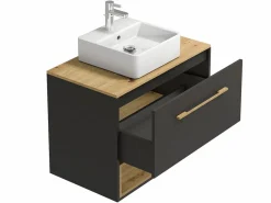 Mueble suspendido con lavabo a instalar y armario de pared, , L80 cm, YANGRA^Vente-unique Clearance