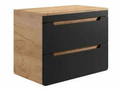 Mueble suspendido con tablero para lavabo, 80 cm, natural claro y antracita, ARUBA^Vente-unique Discount