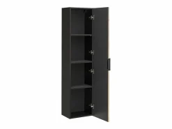 Mueble suspendido estriado y lavabo encastrado + columna efecto madera y negro, 100 cm, MADELA^Vente-unique Sale
