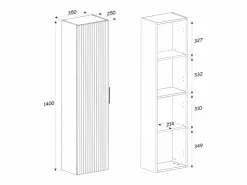 Mueble suspendido estriado y lavabo encastrado + columna efecto madera y negro, 100 cm, MADELA^Vente-unique Sale