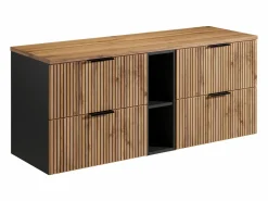 Mueble suspendido para lavabo y estantes - Natural claro - An140 cm - MADELA^Vente-unique Sale