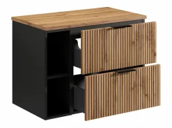 Vente-unique Mueble suspendido para lavabo con estantes - Natural claro - An80 cm - MADELA Negro / Color natural claro Discount