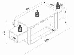 Mueble TV - 2 estantes - Efecto mármol y dorado - COMEBI^Vente-unique New