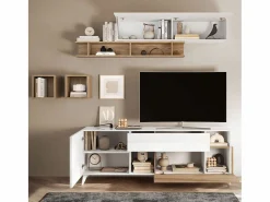 Calicosy Mueble Tv|Mueble TV 2 puertas, 1 cajón y 2 nichos L180 cm - MALA