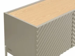 Vente-unique Mueble TV 3 puertas y 2 huecos con LEDs en MDF - Beige y natural claro - TASIBA Beige / Color natural claro Online