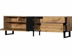 Mueble TV 180cm - 2 cajones y 5 compartimentos - estilo industrial - Natural^ModernLuxe