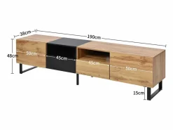 Mueble TV 190cm - 2 puertas + 2 cajones + 2 compartimentos - estilo industrial - Natural^ModernLuxe Sale