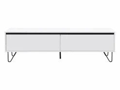 Vente-unique Mueble TV con 2 cajones de MDF y acero - y negro - ABUJA Blanco Outlet