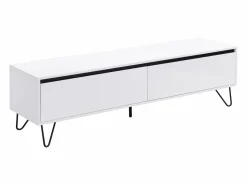 Vente-unique Mueble TV con 2 cajones de MDF y acero - y negro - ABUJA Blanco Outlet