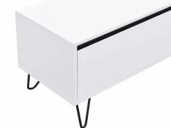 Vente-unique Mueble TV con 2 cajones de MDF y acero - y negro - ABUJA Blanco Outlet
