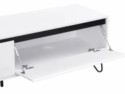 Vente-unique Mueble TV con 2 cajones de MDF y acero - y negro - ABUJA Blanco Outlet