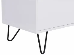Vente-unique Mueble TV con 2 cajones de MDF y acero - y negro - ABUJA Blanco Outlet