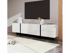 Merax Mueble TV con 2 cajones y 3 puertas - 190 x 35 x 45 cm - Madera MDF y tableros de partículas - + negro Blanco Best
