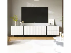 Merax Mueble TV con 2 cajones y 3 puertas - 190 x 35 x 45 cm - Madera MDF y tableros de partículas - + negro Blanco Best