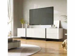 Merax Mueble TV con 2 cajones y 3 puertas - 190 x 35 x 45 cm - Madera MDF y tableros de partículas - + negro Blanco Best