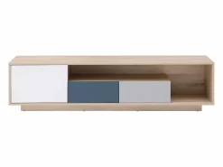 Vente-unique Mueble TV con 1 puerta, 2 cajones y 1 estante - Multicolor - FILUTIA Color natural claro / Multicolor Sale