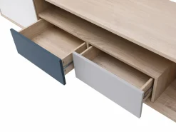 Vente-unique Mueble TV con 1 puerta, 2 cajones y 1 estante - Multicolor - FILUTIA Color natural claro / Multicolor Sale