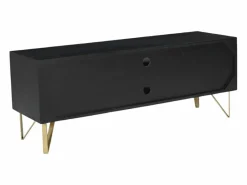 Vente-unique Mueble Tv|Mueble TV con 1 puerta, 2 cajones y 2 estantes de madera de mango - y Dorado - BELORI