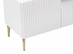 Vente-unique Mueble Tv|Mueble TV con 2 puertas, 2 cajones y 2 estantes de MDF y acero - y dorado - YESINIA