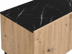 Vente-unique Mueble TV con 2 puertas, 1 cajón y 1 estante - Natural y efecto mármol negro - LIOMENA Negro / Color natural claro Outlet