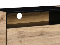 Vente-unique Mueble TV con 2 puertas, 1 cajón y 1 estante - Natural y Negro - CEMILINA Negro / Color natural claro Clearance