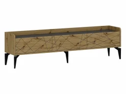 Vente-unique Mueble TV con 3 puertas - Natural y antracita - MONALIA Gris antracita / Color natural claro