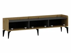 Vente-unique Mueble TV con 3 puertas - Natural y antracita - MONALIA Gris antracita / Color natural claro