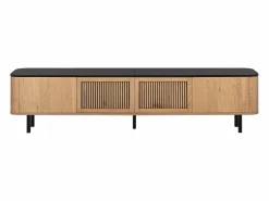 Mueble TV con 4 puertas, 190 x 35 x 45 cm - Tapa negra - Color madera clara^Hauss Spole Best