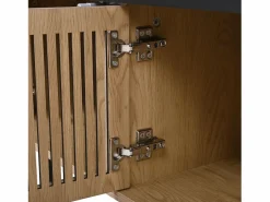 Mueble TV con 4 puertas, 190 x 35 x 45 cm - Tapa negra - Color madera clara^Hauss Spole Best