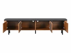 Mueble TV con 4 puertas, 190 x 35 x 45 cm - Tapa negra - Color madera oscura^Hauss Spole Clearance