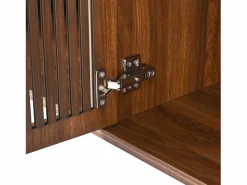 Mueble TV con 4 puertas, 190 x 35 x 45 cm - Tapa negra - Color madera oscura^Hauss Spole Clearance
