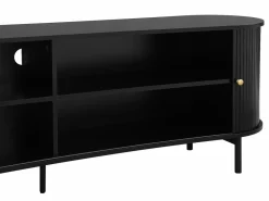 Vente-unique Mueble TV con 2 puertas correderas de MDF - - SEVATO Negro Online