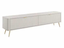 Vente-unique Mueble Tv|Mueble TV con 2 puertas de MDF - y dorado - ELONARIA de Pascal Morabito
