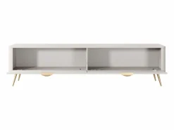 Vente-unique Mueble Tv|Mueble TV con 2 puertas de MDF - y dorado - ELONARIA de Pascal Morabito