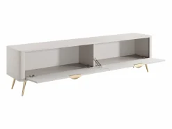 Vente-unique Mueble Tv|Mueble TV con 2 puertas de MDF - y dorado - ELONARIA de Pascal Morabito