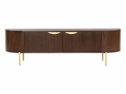 Maison Céphy Mueble Tv|Mueble TV con 2 puertas de madera de mango y metal - Natural y dorado - NEVILI