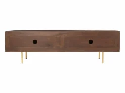 Maison Céphy Mueble Tv|Mueble TV con 2 puertas de madera de mango y metal - Natural y dorado - NEVILI
