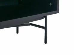 Mueble TV con 2 puertas y 2 estantes chapado en roble y metal - Negro y Dorado - SIRIOLA^Vente-unique Best