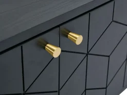 Mueble TV con 2 puertas y 2 estantes chapado en roble - Negro y dorado - PARIOMA^Vente-unique Best