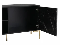 Mueble TV con 2 puertas y 2 estantes de MDF y metal - Efecto mármol y dorado - CIEMILA^Vente-unique