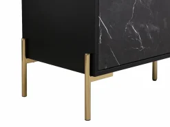 Mueble TV con 2 puertas y 2 estantes de MDF y metal - Efecto mármol y dorado - CIEMILA^Vente-unique