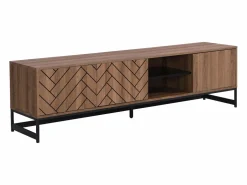 Vente-unique Mueble TV con 3 puertas y 2 estantes de MDF - Natural y negro - CARATANA Negro / Color natural oscuro Clearance