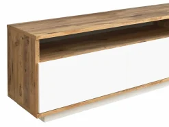 Vente-unique Mueble TV con 4 puertas y 2 estantes - Natural claro y blanco - CEDONA Color natural claro / Blanco Best