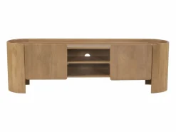 Vente-unique Mueble TV con 2 puertas y 2 huecos en madera de mango - Natural - ISLARA Color natural claro Outlet