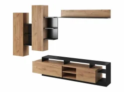 Mueble TV con compartimentos - Color natural y antracita - IDESIA^Vente-unique Sale
