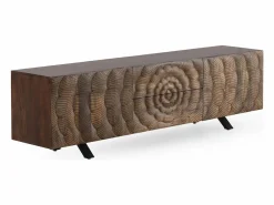 Mueble TV de 2 puertas y 2 cajones de madera maciza de mango Marru00f3n Best